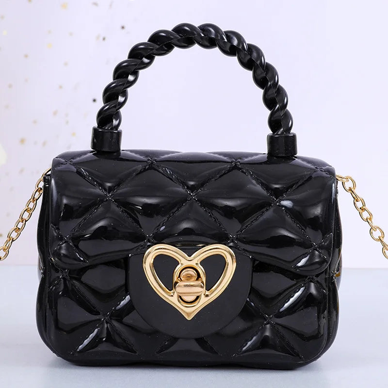 Fashion Kids PU Leather Crossbody Bags Girls Heart Shoulder Bags Children Mini Coin Purses Jelly Bag Kids Handbag Gifts