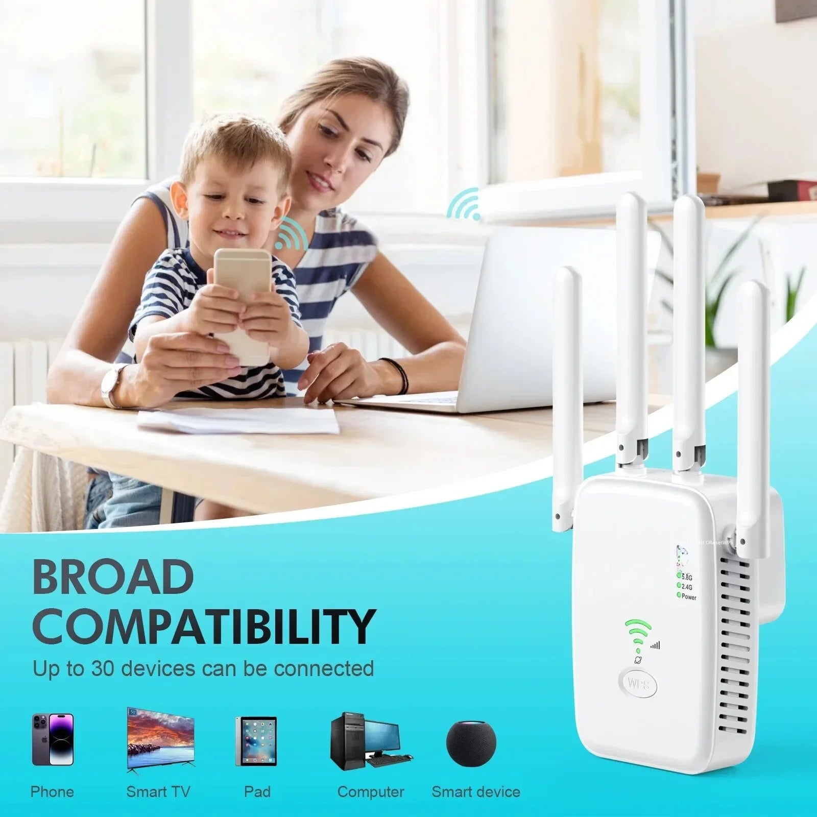 1200Mbps 5Ghz Wireless WiFi Repeater 2.4G 5G WiFi Signal Amplifier Extender Router WIFI Booster Network Lan Wifi Adapter 802.11N