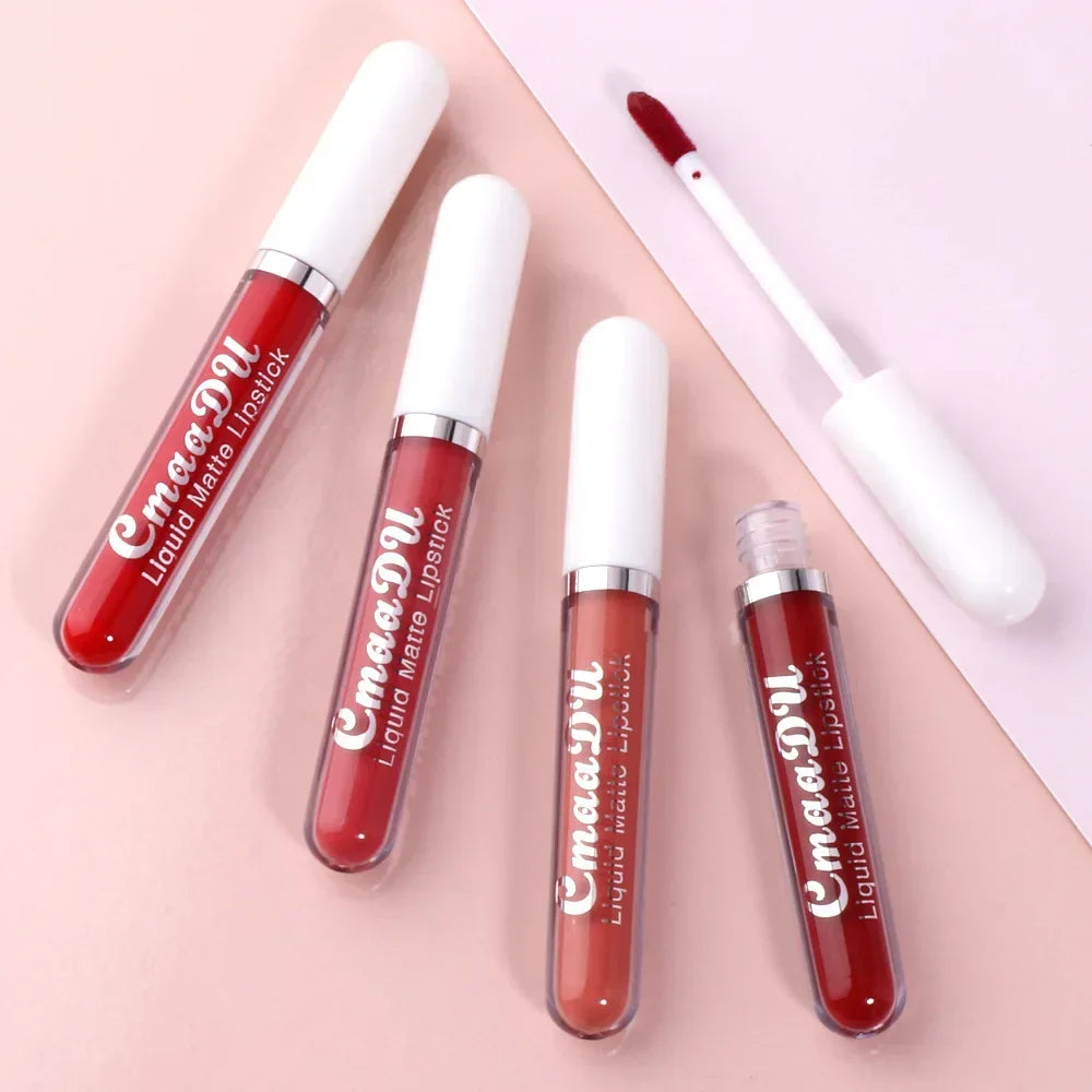 Waterproof Matte Nude Lip Gloss Brown Nude Pigment Dark Red Long Lasting Velvet Liquid Lipstick