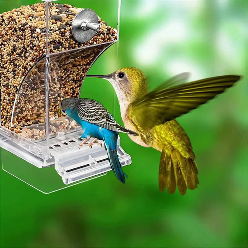 No Mess Bird Feeders Automatic Parrot Feeder Drinker Acrylic Seed Food Container Cage Accessories