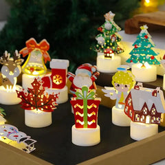 Christmas LED Candle Light Snowman Santa Christmas Day Party Bar Props Home