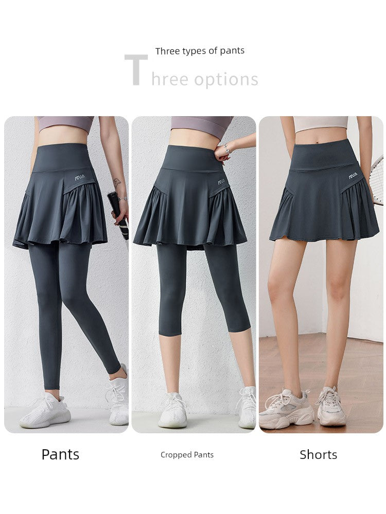 Plus Size Tennis Plus Size Ladies High Waist Fake Two-Piece Fitness Pants