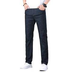 Summer Ultra-Thin Men's Jeans Classic All-Match Slim Straight Leg Elastic Denim Trousers