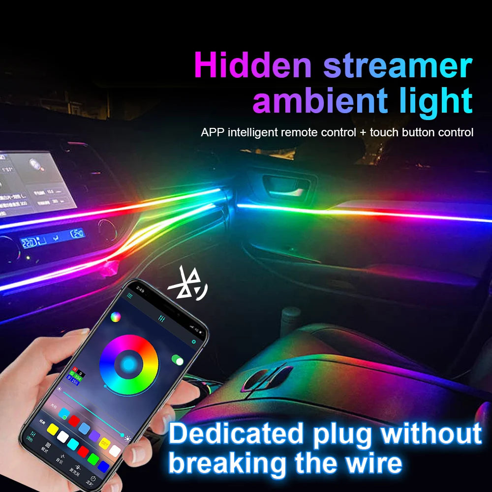 Car LED Ambient Light Symphony Rainbow Interior RGB Neon Acrylic Strip