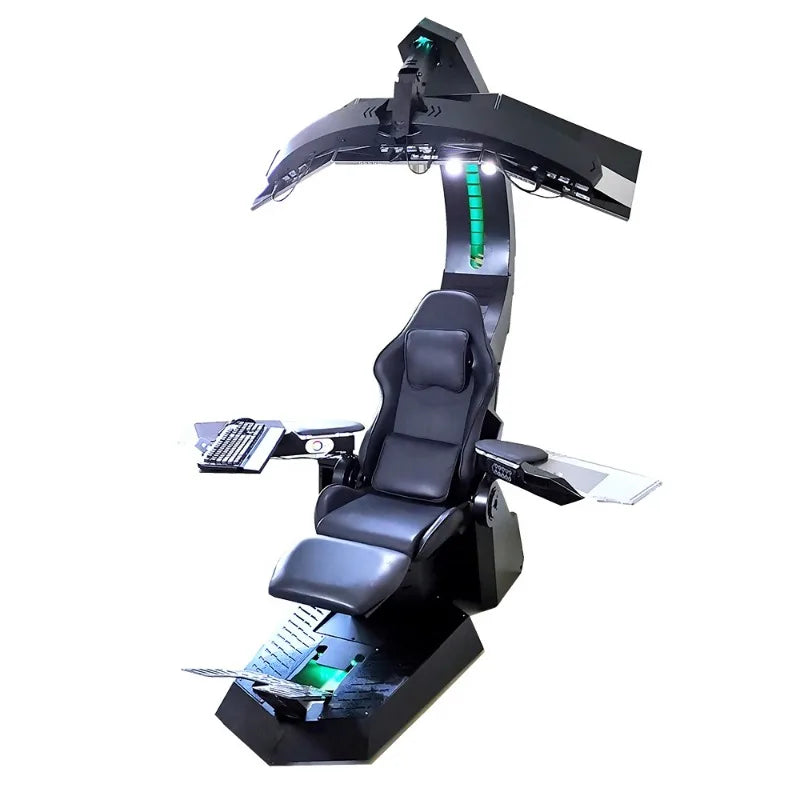 Modern swivel support 3 monitors predator cockpit simulation gaming chair