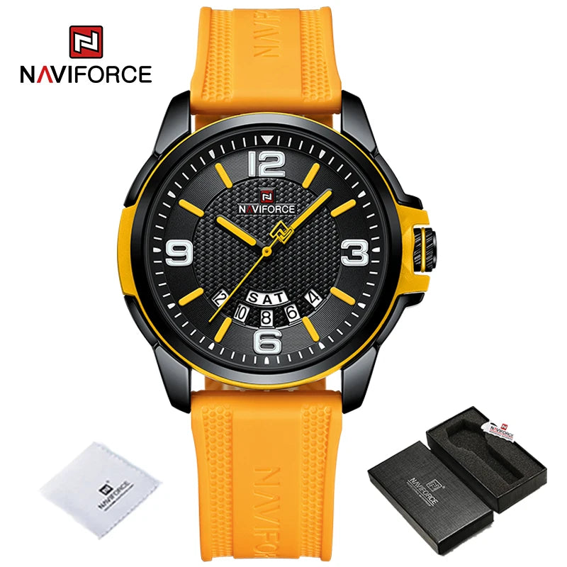 NAVIFORCE Creative TPU Strap Male Wristwatch Fashion Sports 3ATM Waterproof Quartz Day and Date Display Men Watches