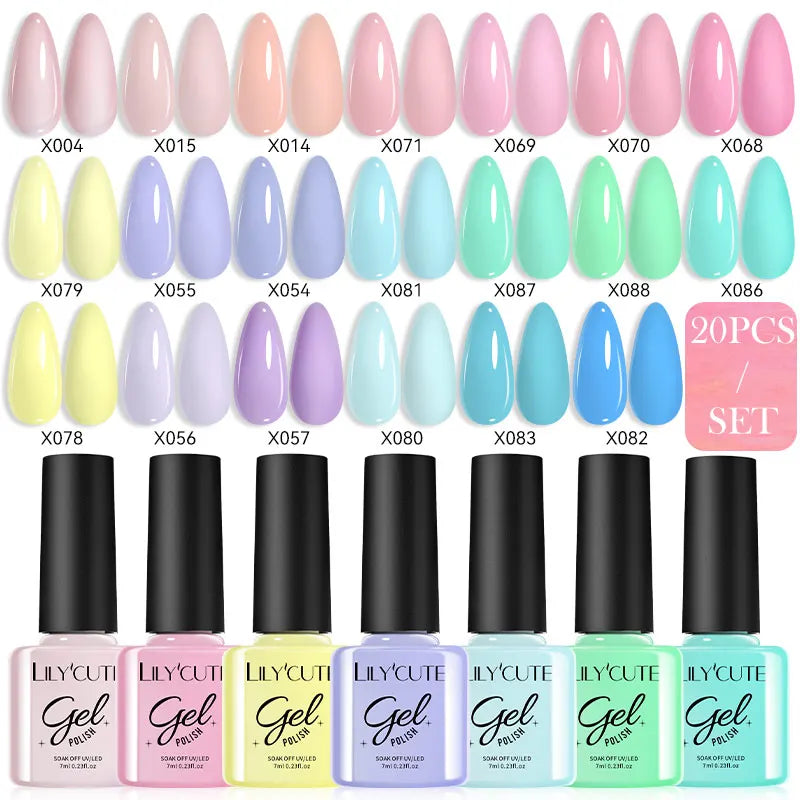 Color Gel Nail Polish Set Colorful Glitter Nail Gel Polish Semi Permanent UV Gel Nail Art Gel Varnishes Kit