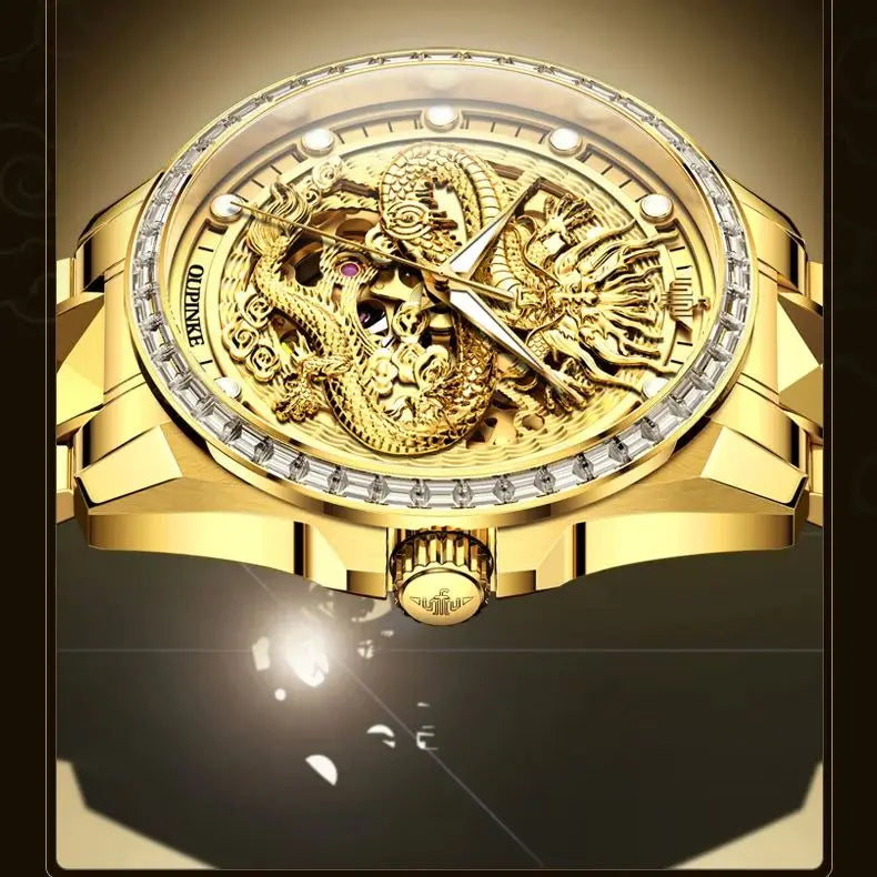 Genuine Original OUPINKE Golden Dragon Imported MIYOTA Movement Automatic Mechanical Watch