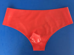 Latex Rubber Men  Underpants Red Briefs With Sheath Boxer Shorts Size S-XXL