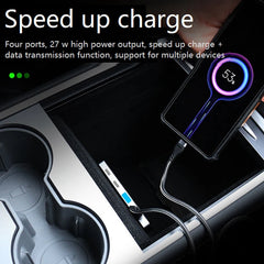 For Tesla Model3/Y Car Fast Charger Typec Docking Station HUB Split USB Hub Accessories