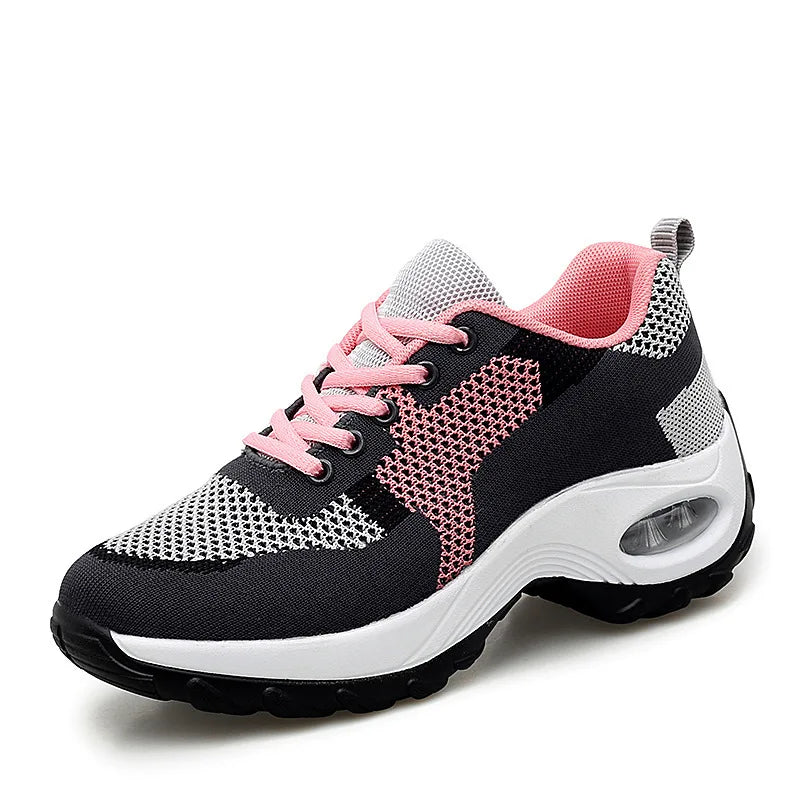 Walking Shoes Spring Autumn Casual Sport Shoes Lightweight Air Cushion Running Shoes Soft Mesh Breathable Woman Rock Shoes