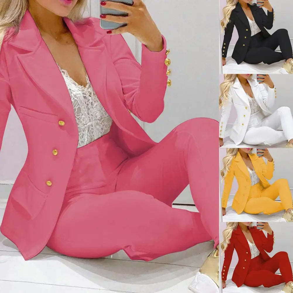 High Waist 2 Pcs/Set Stylish Slim Cardigan Lady Business Two-Piece Set Office