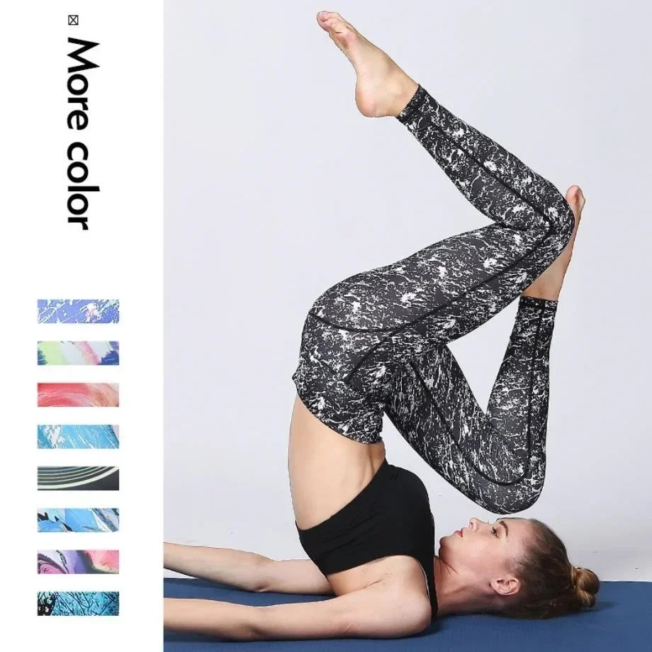 Cloud Hide Yoga Pants Women Flower High Waist Sports Leggings