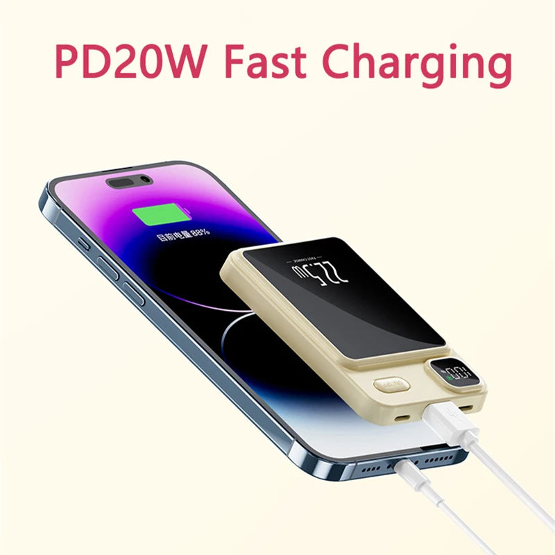 20000mAh Magnetic Qi Wireless Charger Power Bank 22.5W Fast Charging for iPhone 15 14 13 12 Samsung Huawei Xiaomi Mini Power bank