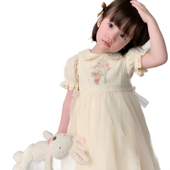 Baby Kid Girl Spring Summer Cream Color Kids infant Dresses