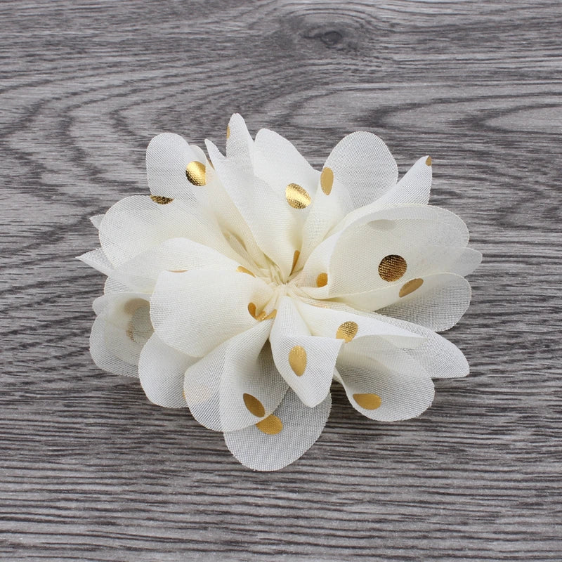 Fashion Gold Point Puffy Flower For Hair Accessories Ballerina Chiffon Flower Ornaments For Wedding Bouquet