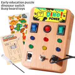 Montessori Busy Board with LED Light Switch and Screwdriver Tool - Sensory Toys for Boys