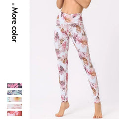 Cloud Hide Yoga Pants Women Flower High Waist Sports Leggings