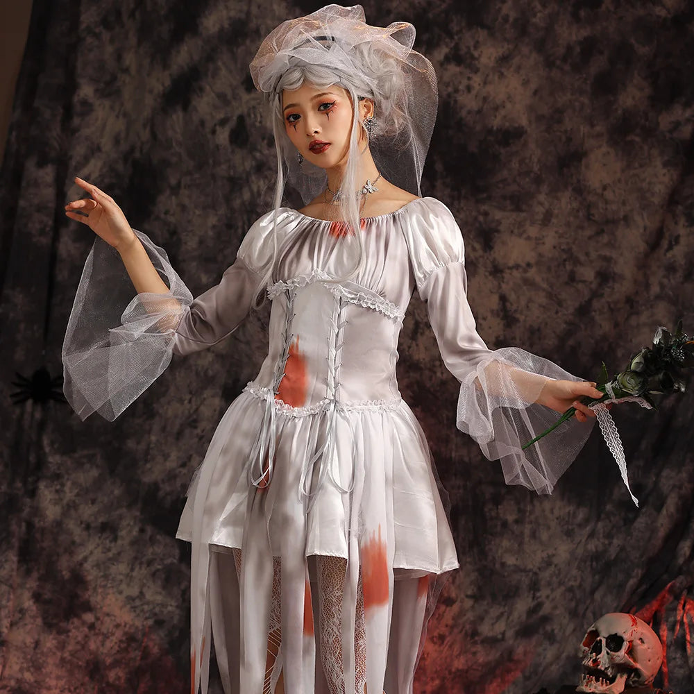 Bloody Woman Zombie Walking Dead Scary Cosplay Halloween Corpse Bride Costumes