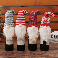 Christmas European And American Style Knitted Faceless Old Man Long Beard Wine Bottle Set