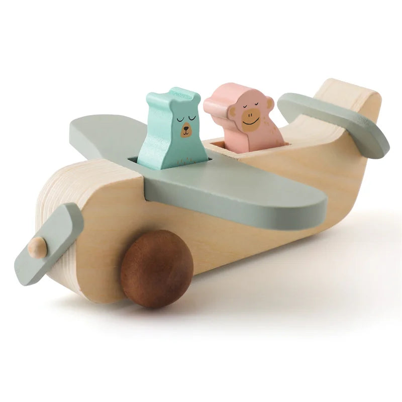 Baby Wooden Plane Toy Plane Model Manned Building Blocks Toy