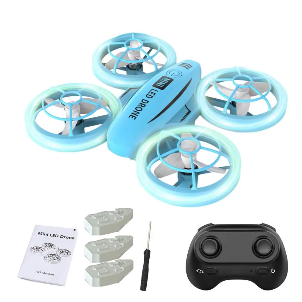 Kids Mini Drone Remote Control Colorful LED Quadcopter 360° Flip Shockproof Full Propeller Protect RC Drone