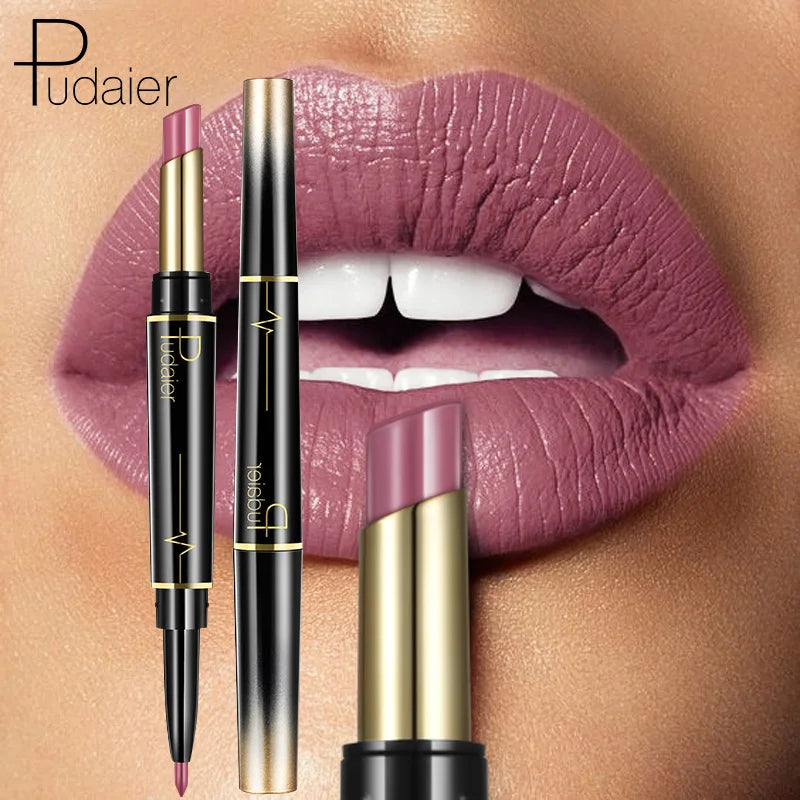 Matte Lipstick & Lip Liner Nude Lip Stick Pencil Make up