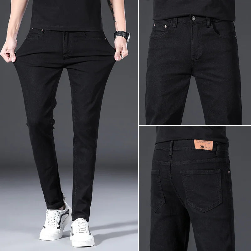 Men's Fashion Brand Elastic Slim Fit Denim Long Pants