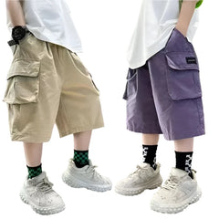 Summer Teenage Boys Pants Stereoscopic Pocket Design Comfortable Loose Fitting Style Short Trousers For Kids