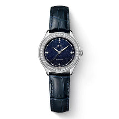 Diamond Blue Dial Quartz Watch Women Simple Premium Leather Strap Luxury Waterproof Ladies Watch