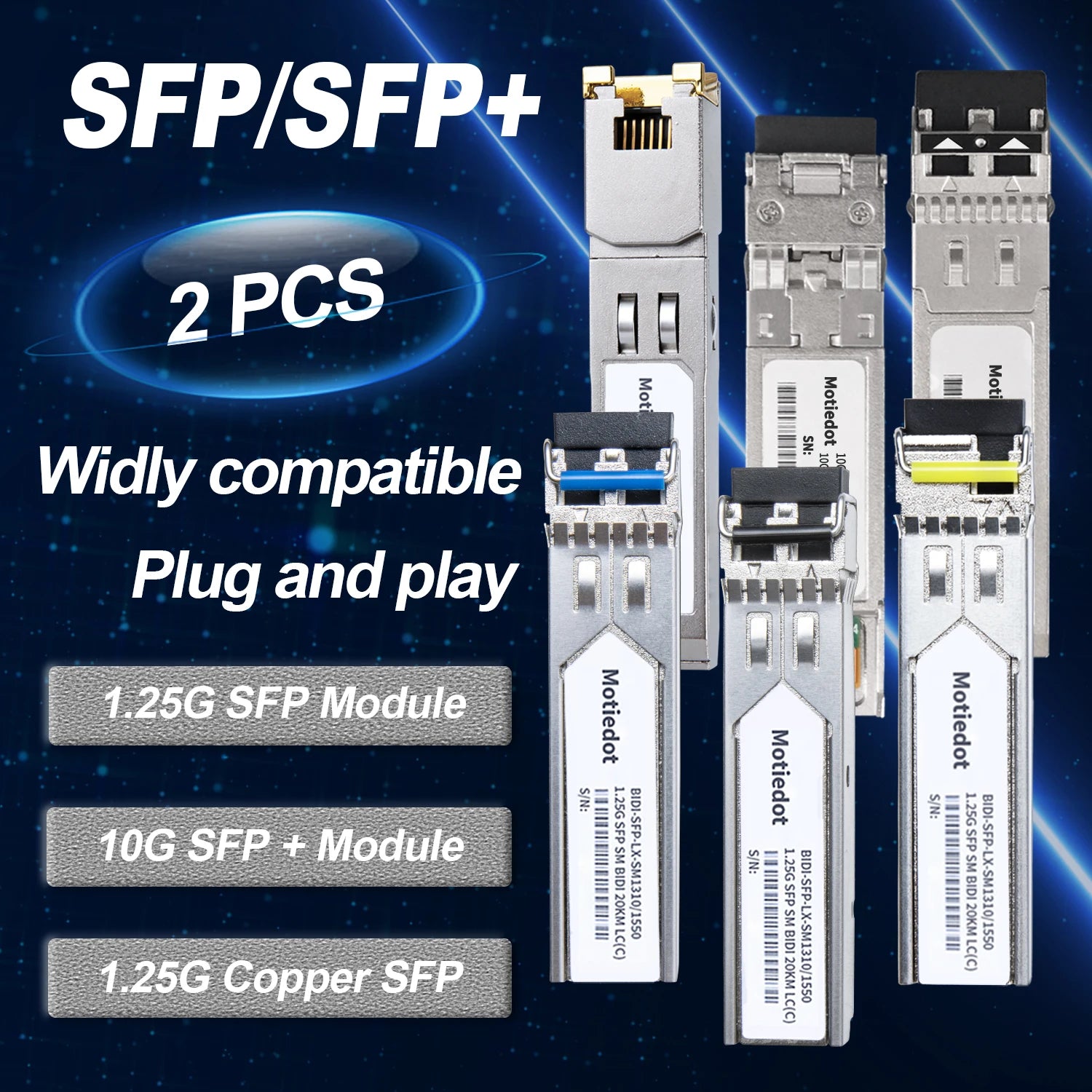 1.25 SFP and 10G SFP+ Fiber Optical Transceiver Module Multi Single Mode BIDI 500m-20km DDM for Cisco UBNT Mikrotik Netgear
