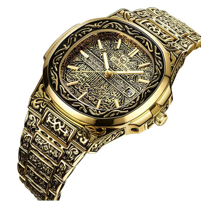 Quartz Watch Men Brand Luxury Retro Golden Stainless Steel Watch Men Gold Mens Watch