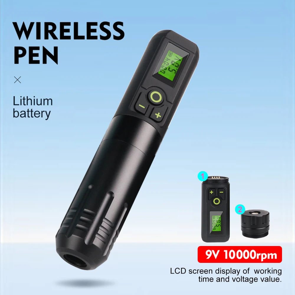 Wireless Tattoo Machine 2000mAh Lithium Battery Pen LED Digital Display for Body Artist Permanent Makeup Beginner Tattoo Supply