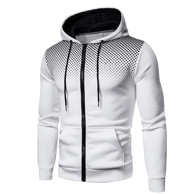 Men's Hoodie Zipper Pocket Polka Pot Print Hoodie Sweatshirt Sport Outdoor Casual Everyday Hoodie Slim Fit Sweatshirt