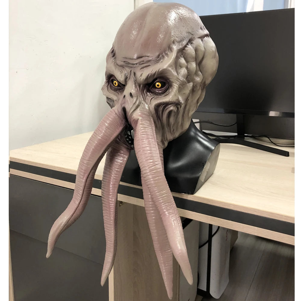 Game Lallathin Mind Flayer Squidgy Mask Cosplay Animal Octopuses Monster Latex Helmet Halloween Party Costume Props