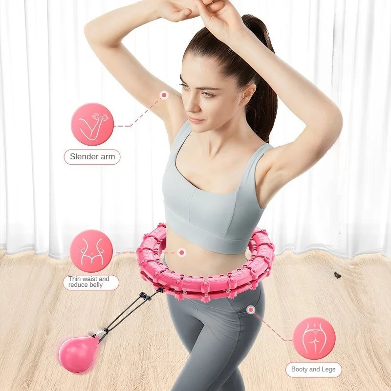 Hula Circle sport Exercise Hoop Weight Loss and Slimming Exercise Fat Burning Adjustable with Detachable Knots