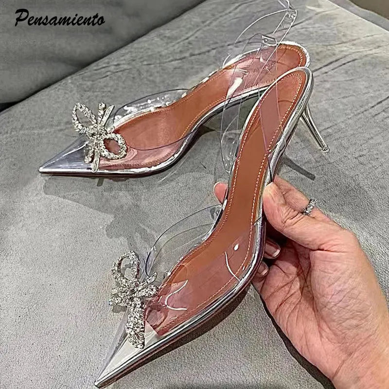 Brand Fashion Transparent PVC Women PHigh heels  Elegant Summer Office Lady Shoes