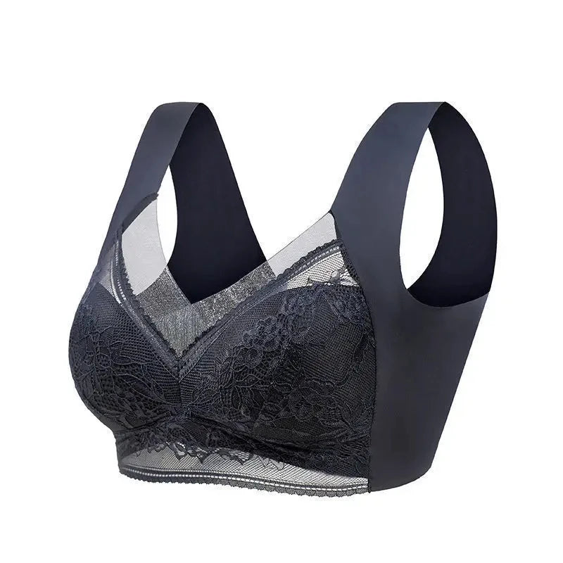 Women Large Bra Push Up Ice Silk Seamless upper Bralette Lace Wireless Summer Bras