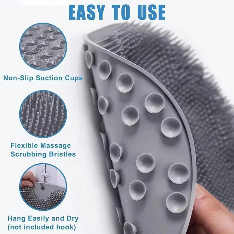 Reusable Wall Mounted Back Scraper Shower Scrub Silicone Bath Massage Pad Shower Foot Massager Scrubber Massage Pad Mat