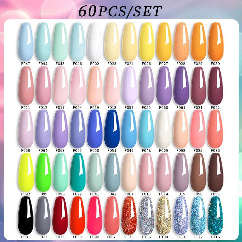 Color Gel Nail Polish Set Colorful Glitter Nail Gel Polish Semi Permanent UV Gel Nail Art Gel Varnishes Kit