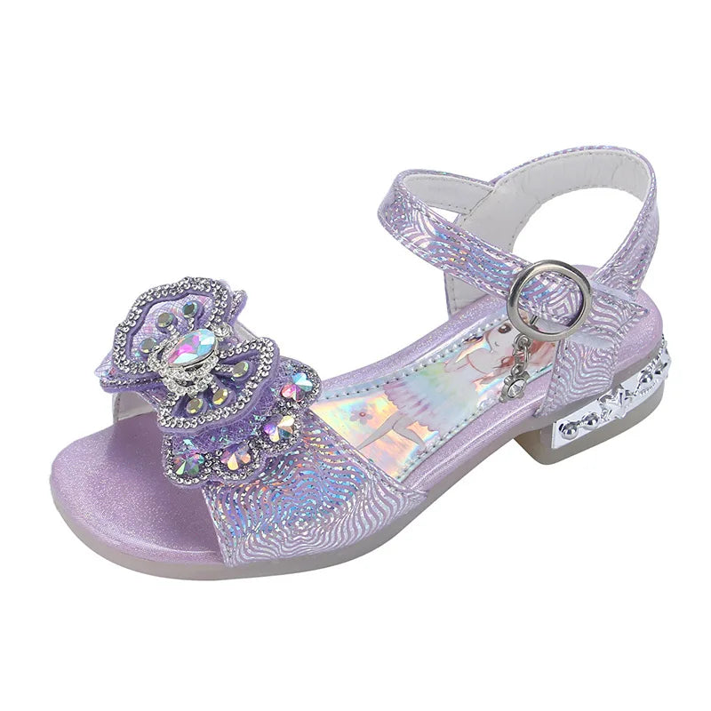 Girls' sandals  summer new girls students show shoes rhinestone bow Children's Princess Shoes