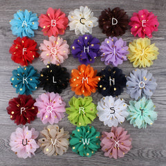 Fashion Gold Point Puffy Flower For Hair Accessories Ballerina Chiffon Flower Ornaments For Wedding Bouquet