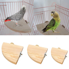 1Pc Bird Cage Toys Wood Sector Platform Stand Rack Toy Small Parrot Bird Cage Hanging Station Board Branch Perches Bird Supplies