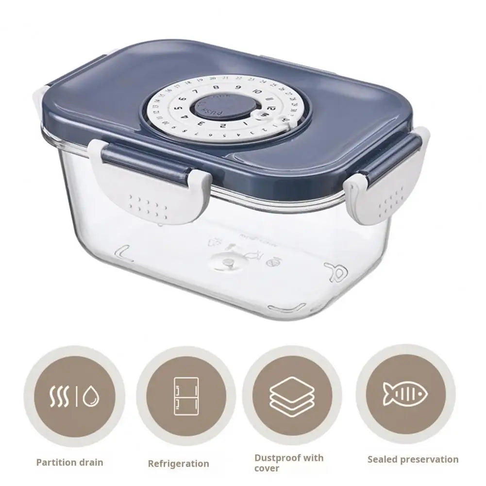 Storage Container Transparent Food Storage Box with Time Dial for Kitchen Organization Fridge Storage