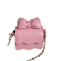 Cute Bowknot Girls Chain Crossbody Bag Pu Leather Children's Shoulder Bag