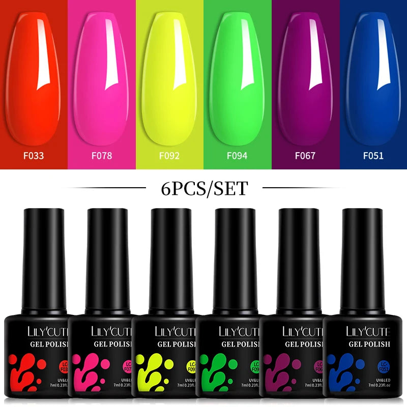 Colorful Gel Nail Polish 7ml Black White Red Glitter Manicure Long Lasting Soak Off Nail Art Gel Varnish Kit