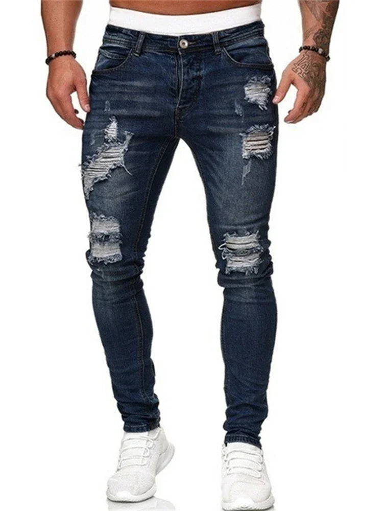 Fashion American Men Summer Patchwork Denim Pants