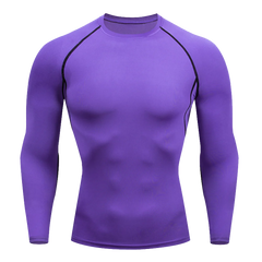 Men’s Workout Clothing Tight Fitting T-shirt Solid Color Long Sleeved Shirt High Elasticity Fitness Compression Jogging Gym Top