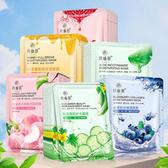 12 Pieces Blueberry Facial Masks Aloe Cucumber Peach Fresh Fruit Moisturizing Face Mask Sheets