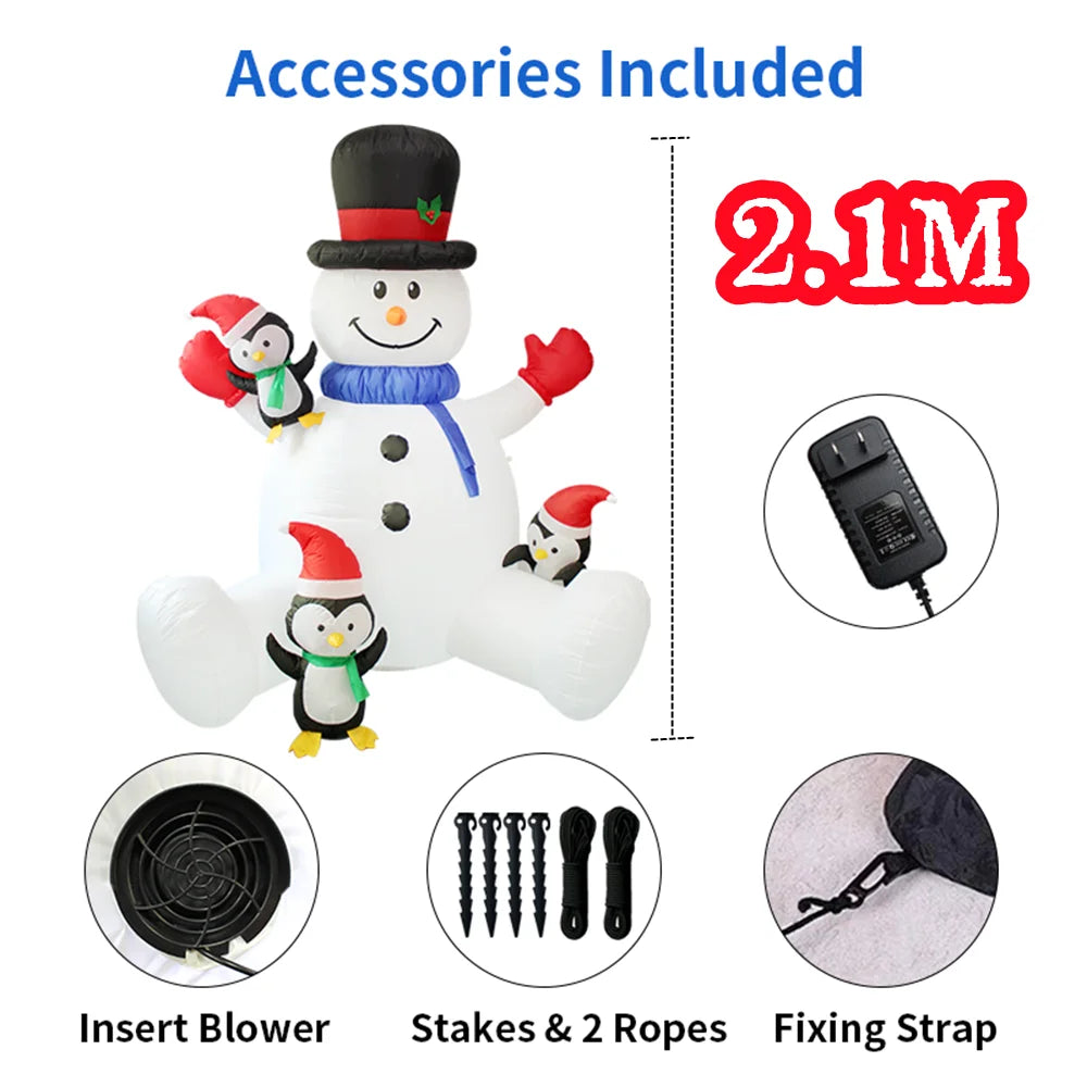 Christmas Inflatables Sitting Snowman Penguin Outdoor Model with LED Lights Indoor Outdoor Carnival Xmas Decorations